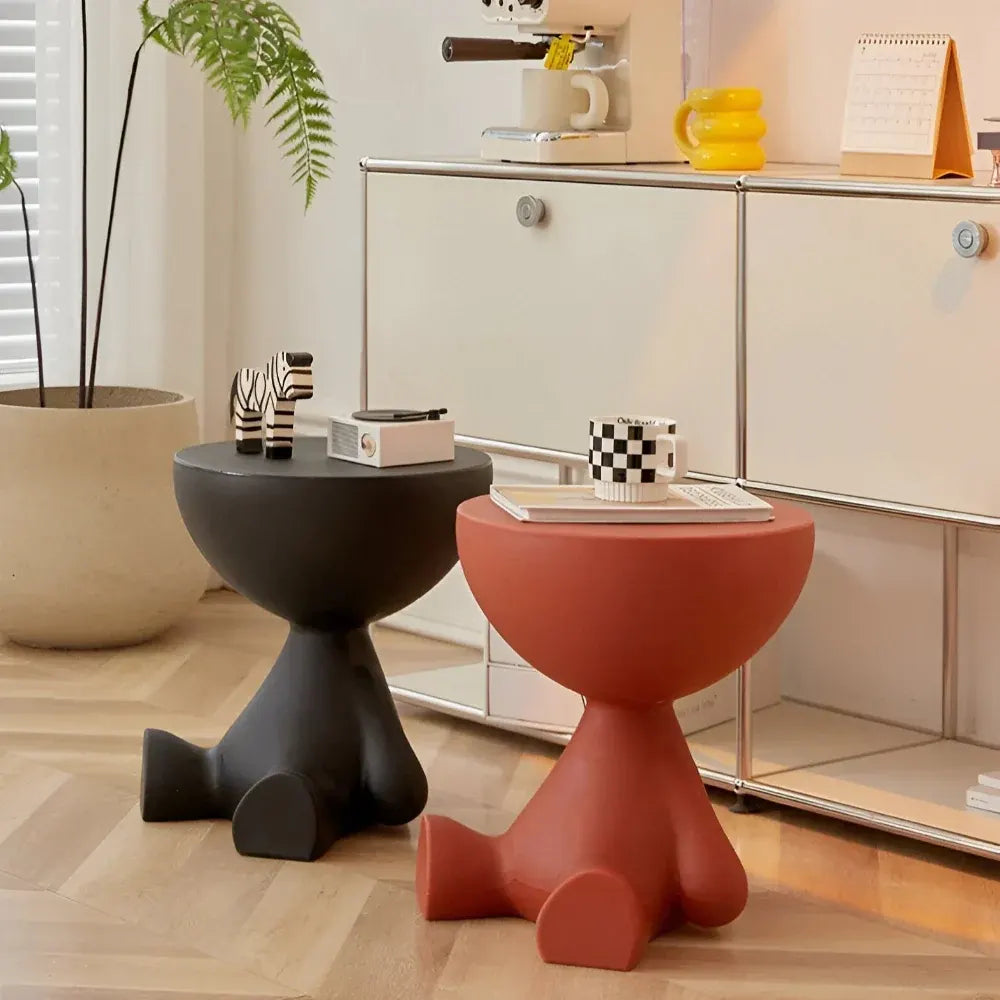 Round Modern Accent Coffee Table with Stool-Style Design