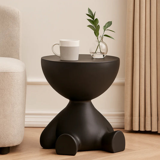 Round Modern Accent Coffee Table with Stool-Style Design