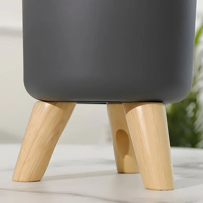 Round Planter with Wooden Stand | Modern Indoor & Outdoor Decorative Plant Pot