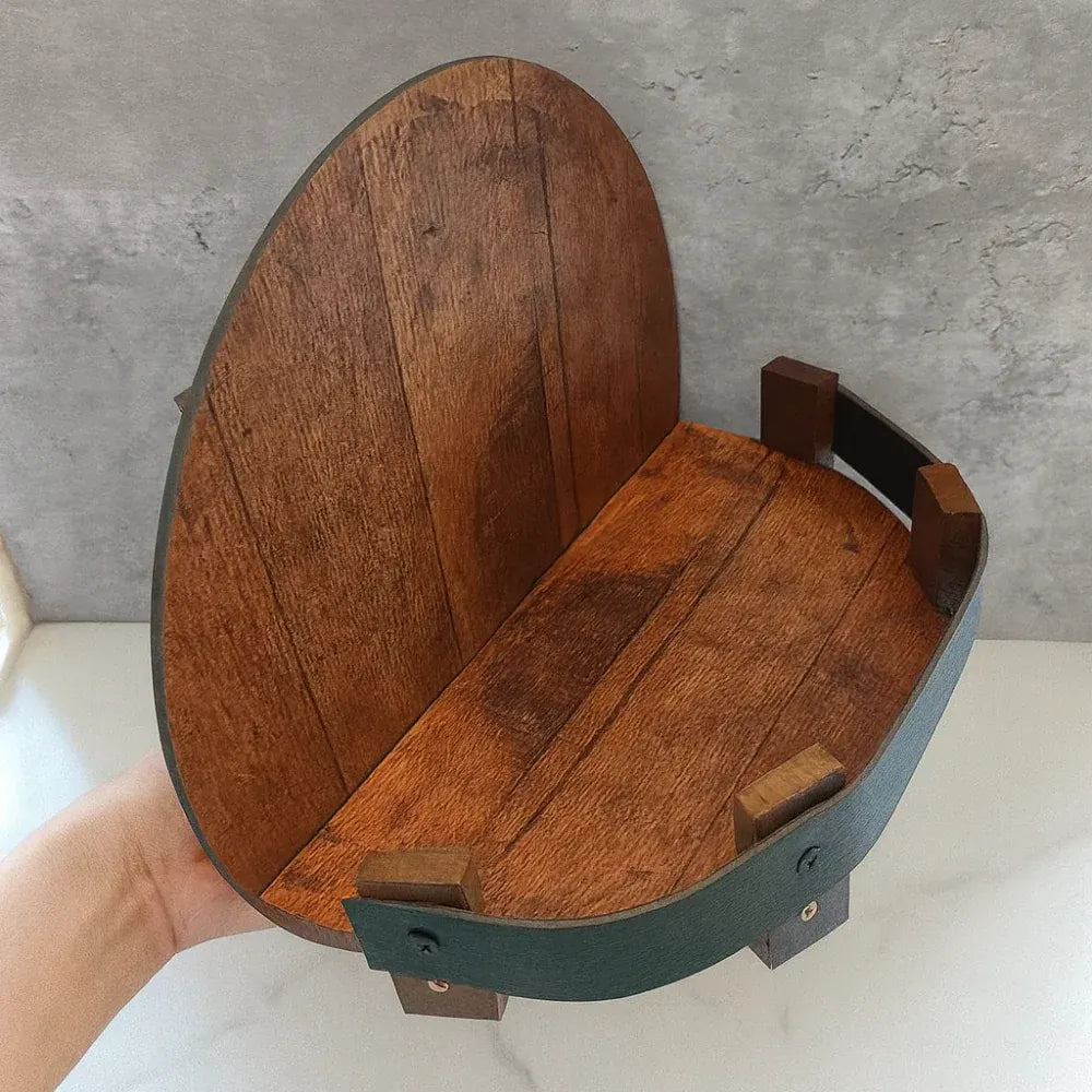 Round Timber Barrel Wall-Mounted Display Shelf Unit
