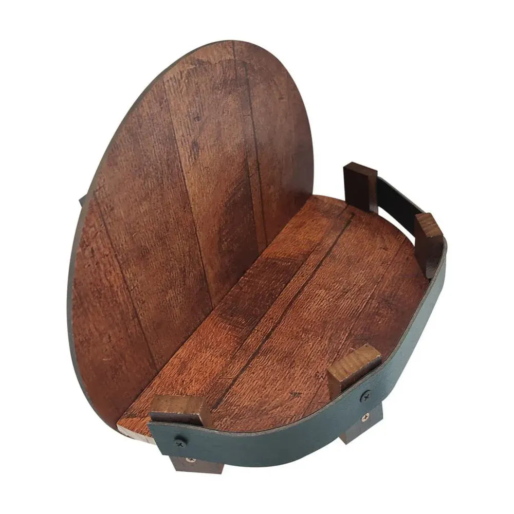 Round Timber Barrel Wall-Mounted Display Shelf Unit
