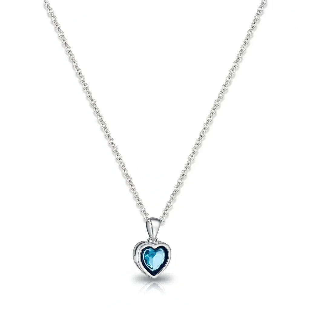 Sapphire Birthstone Heart Pendant Silver Necklace