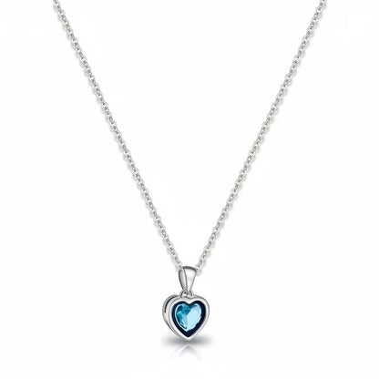Sapphire Birthstone Heart Pendant Silver Necklace