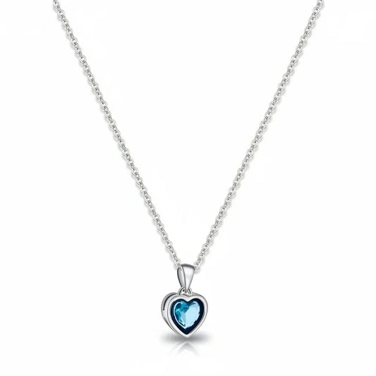 Sapphire Birthstone Heart Pendant Silver Necklace