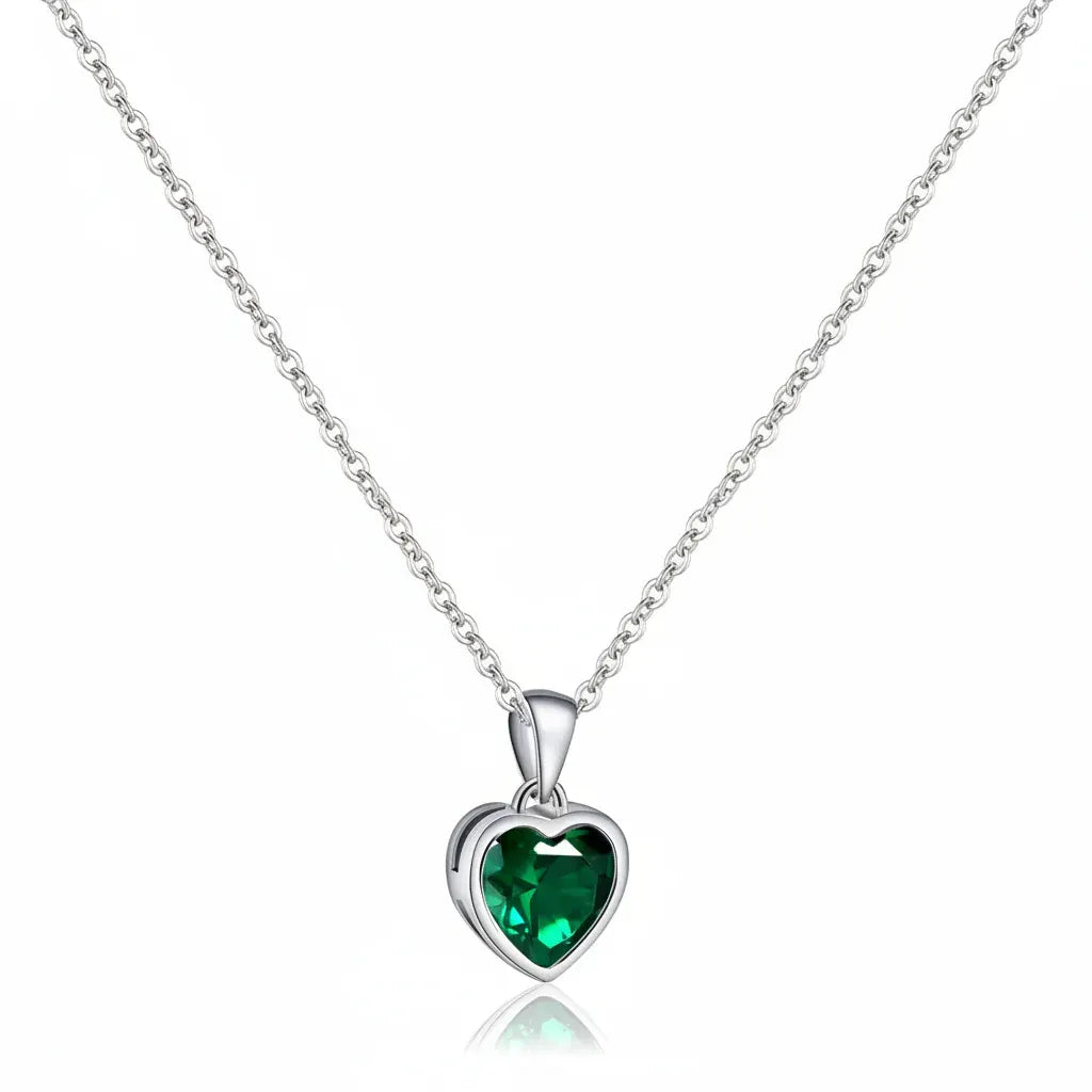 Sapphire Birthstone Heart Pendant Silver Necklace