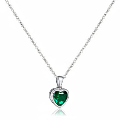 Sapphire Birthstone Heart Pendant Silver Necklace