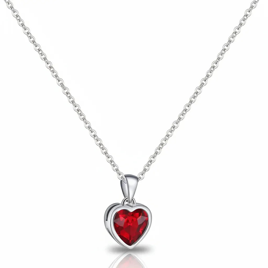 Sapphire Birthstone Heart Pendant Silver Necklace