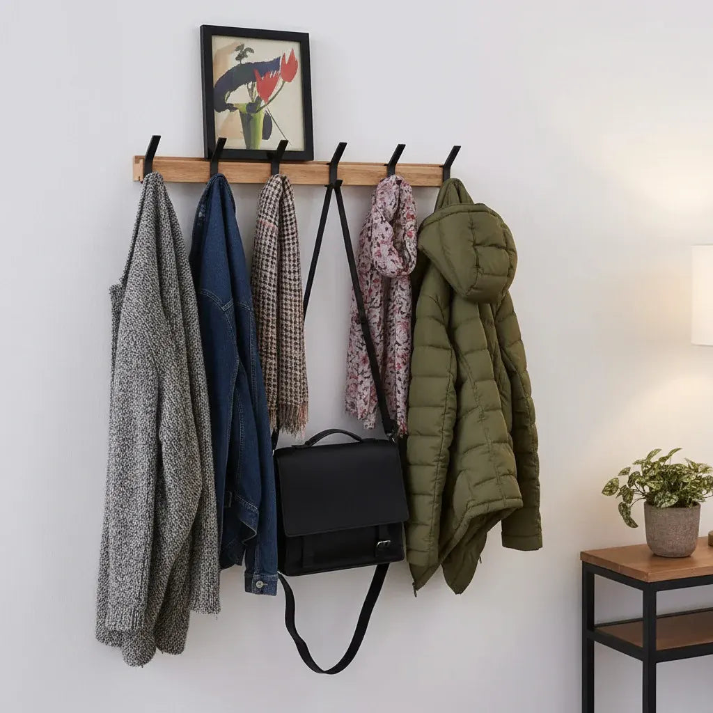 Scandinavian Wall-Mounted Coat Rack with Hooks