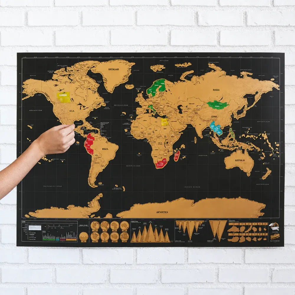 Scratch-Off World Map Travel Adventure Tracker Poster