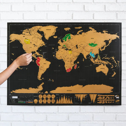 Scratch-Off World Map Travel Adventure Tracker Poster