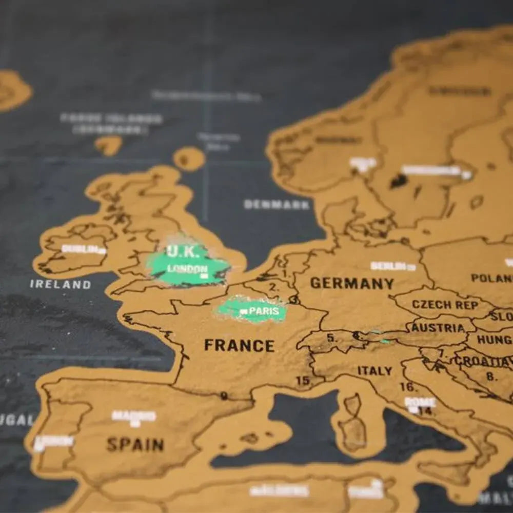 Scratch-Off World Map Travel Adventure Tracker Poster