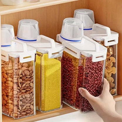 Sealed Rice, Cereal & Flour Storage Bin with Measuring Cup - 2.5L Airtight Dispenser