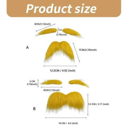 Self-Adhesive Fake Mustache & Eyebrows Set for Halloween Costume