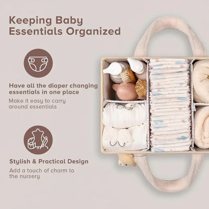 Sherpa Plush Nursery Storage Basket for Baby Diapers & Essentials