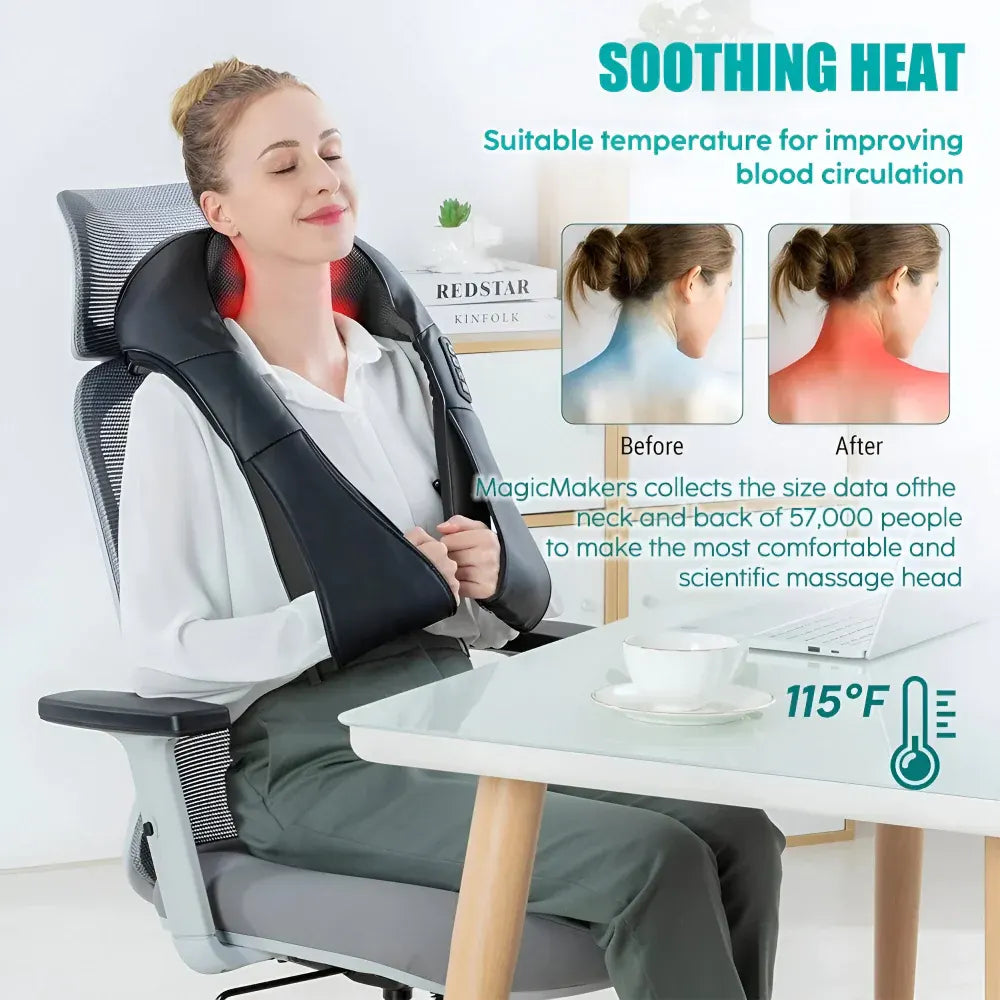 Shiatsu Electric Neck Massager for Home and Car Use
