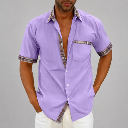 Short Sleeve Button-Front Casual Summer Shirt for Men