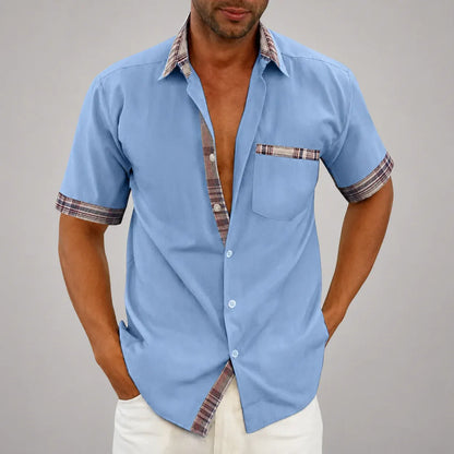 Short Sleeve Button-Front Casual Summer Shirt for Men