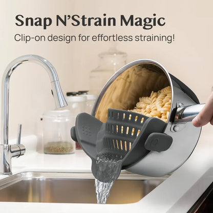 Silicone Clip-On Pot Strainer for Pasta and Colander Draining
