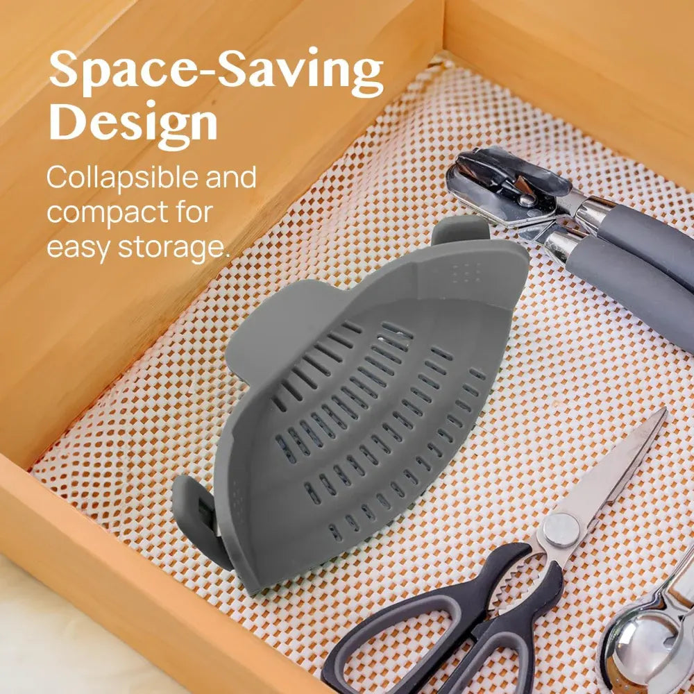 Silicone Clip-On Pot Strainer for Pasta and Colander Draining