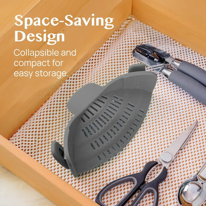 Silicone Clip-On Pot Strainer for Pasta and Colander Draining