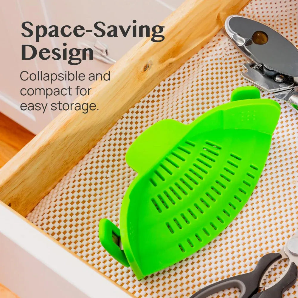 Silicone Clip-On Pot Strainer for Pasta and Colander Draining