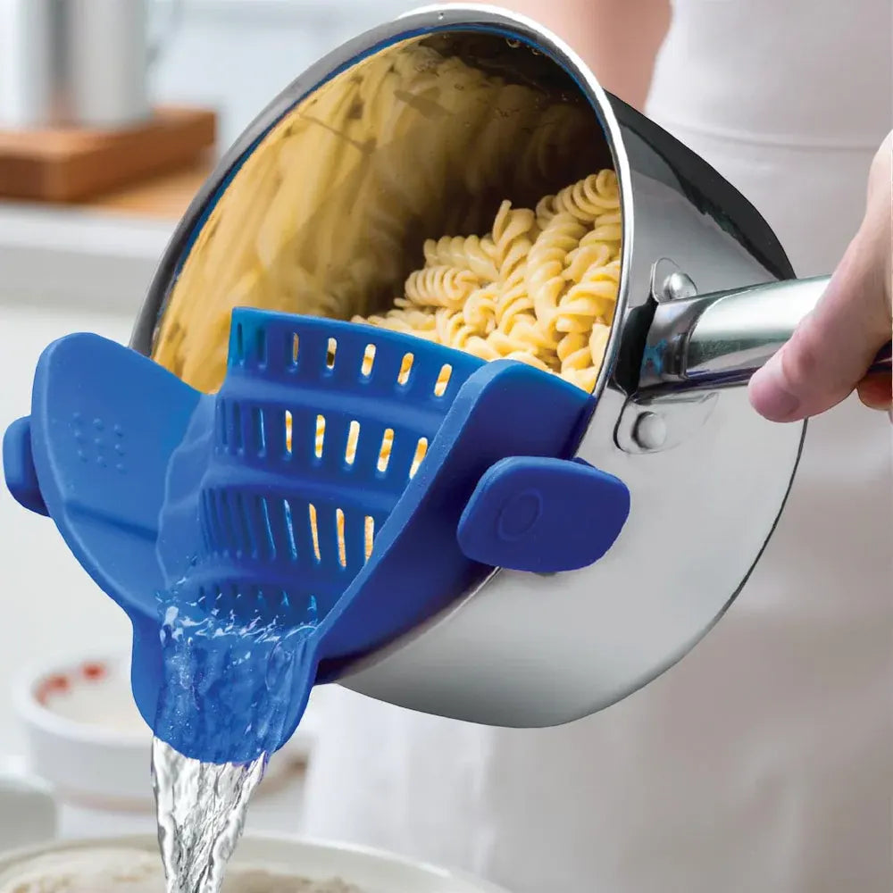 Silicone Clip-On Pot Strainer for Pasta and Colander Draining