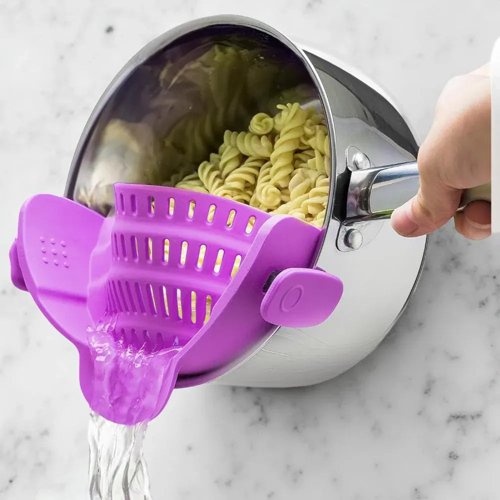Silicone Clip-On Pot Strainer for Pasta and Colander Draining
