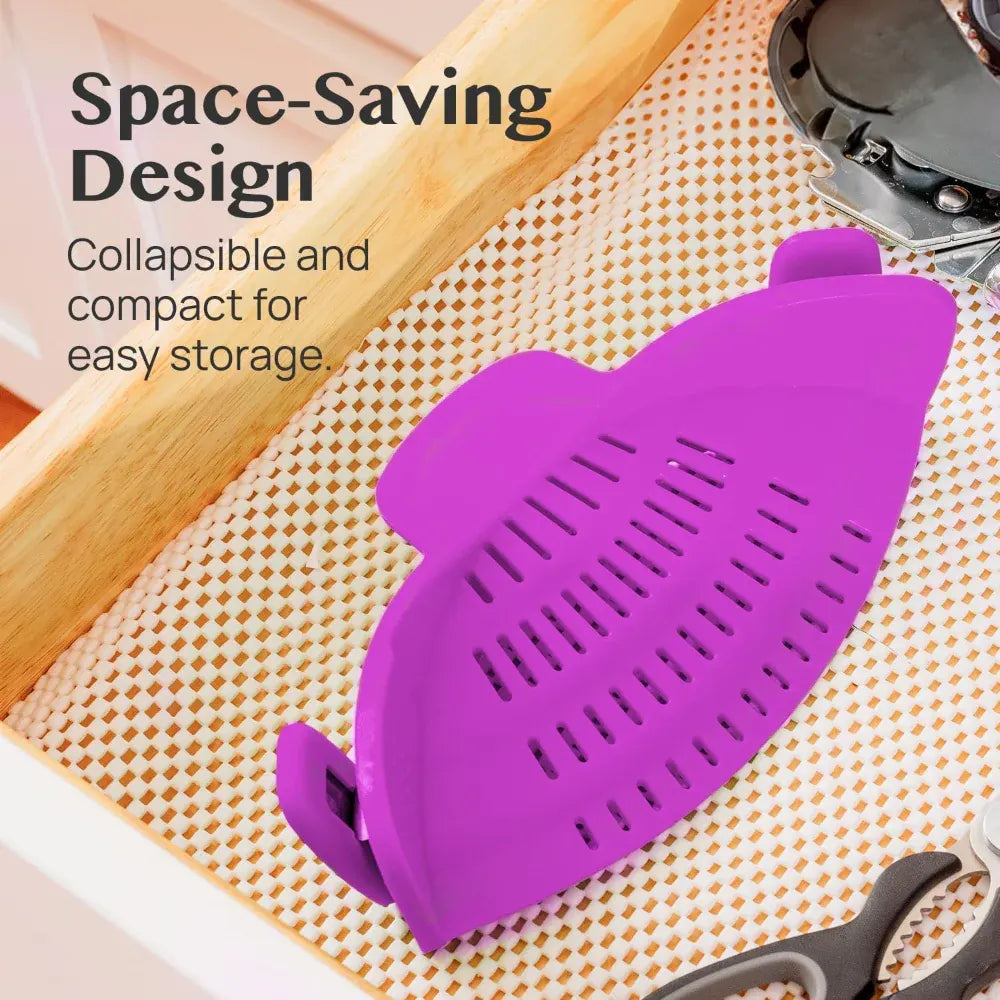 Silicone Clip-On Pot Strainer for Pasta and Colander Draining