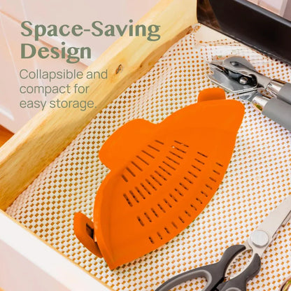 Silicone Clip-On Pot Strainer for Pasta and Colander Draining