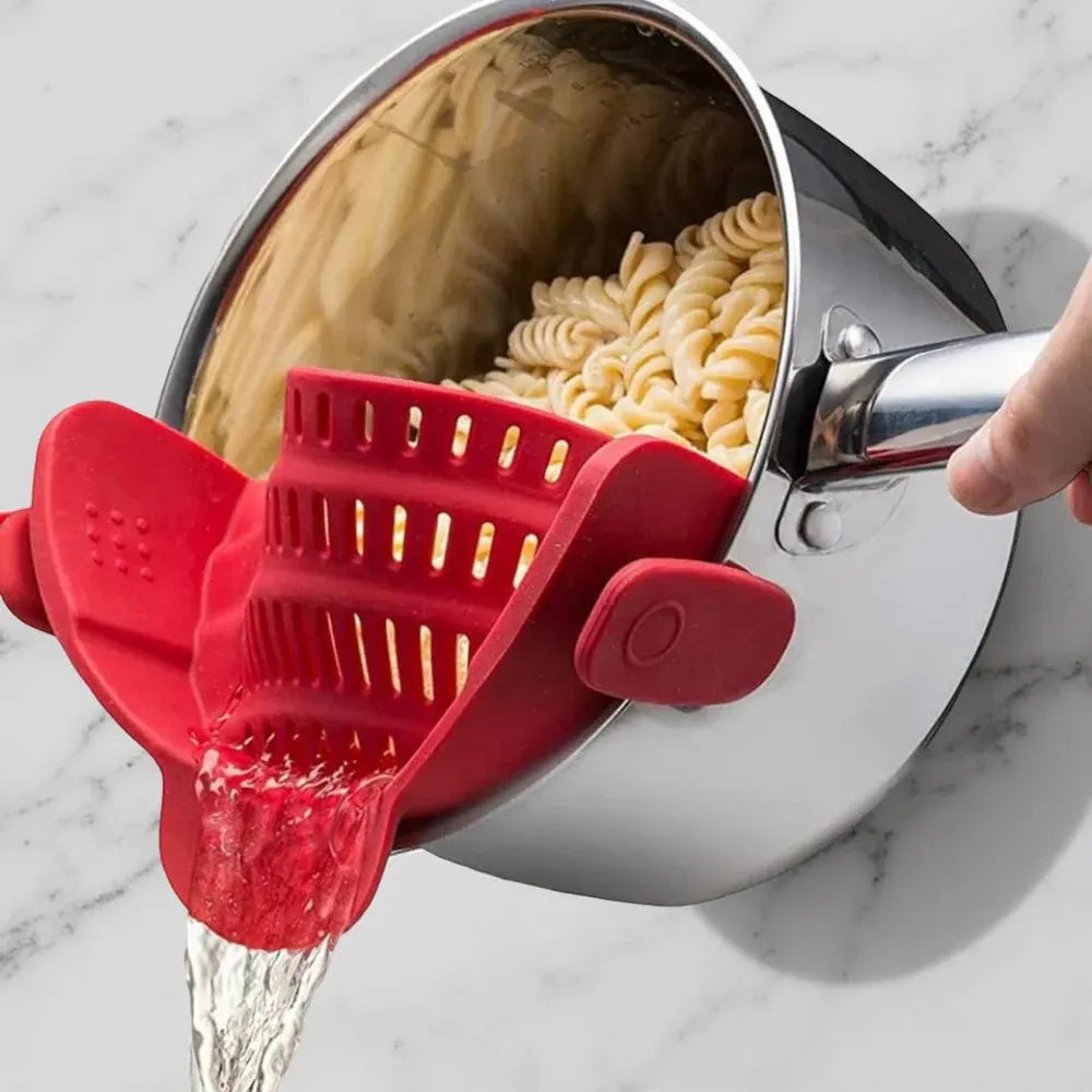 Silicone Clip-On Pot Strainer for Pasta and Colander Draining
