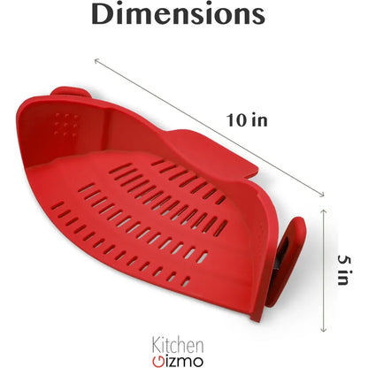 Silicone Clip-On Pot Strainer for Pasta and Colander Draining