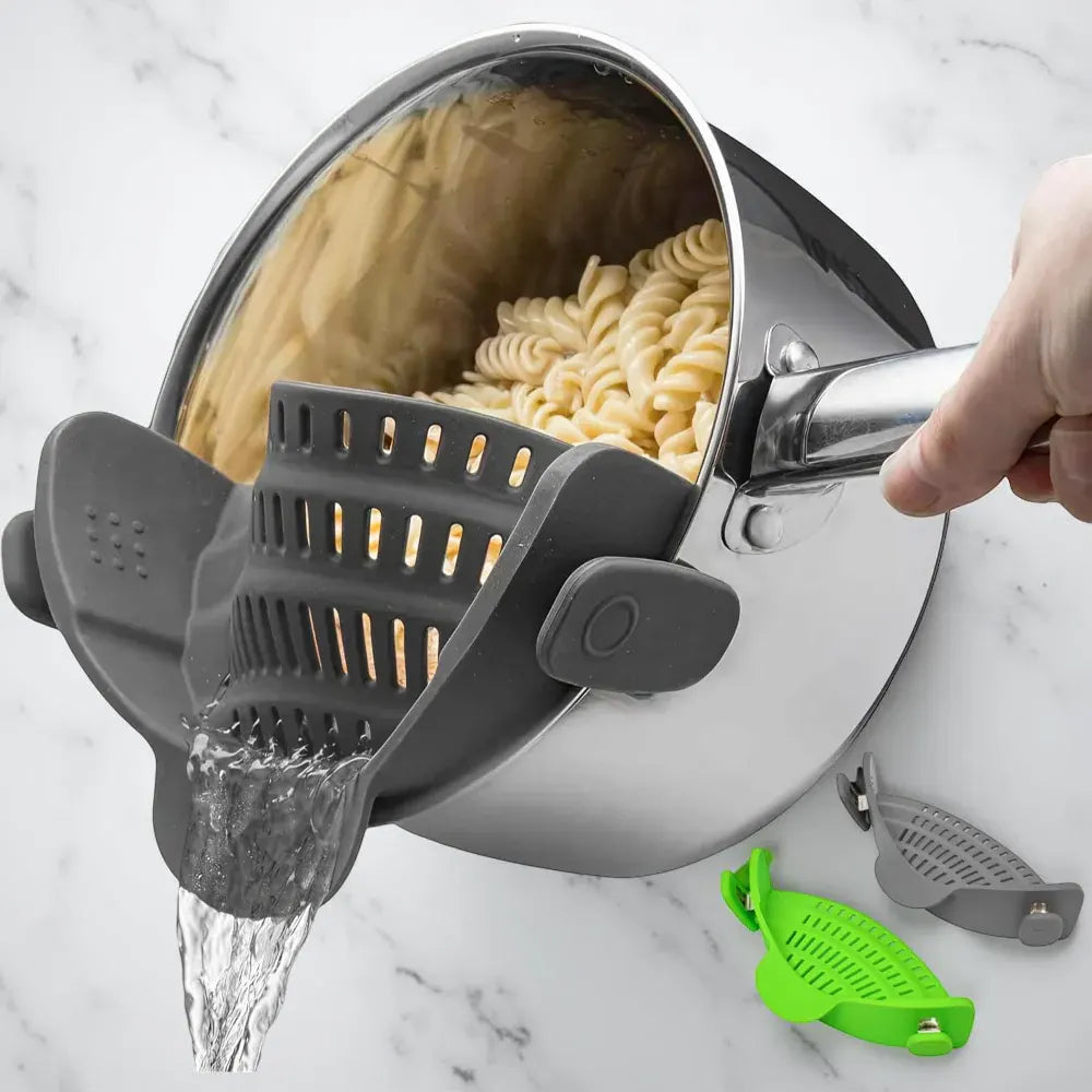 Silicone Clip-On Pot Strainer for Pasta and Colander Draining
