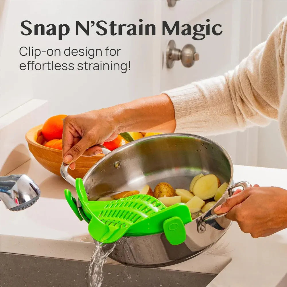 Silicone Clip-On Pot Strainer for Pasta and Colander Draining