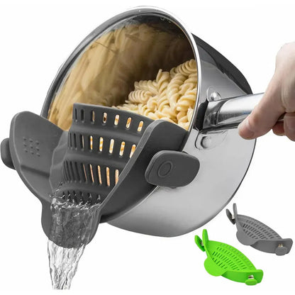 Silicone Clip-On Pot Strainer for Pasta and Colander Draining