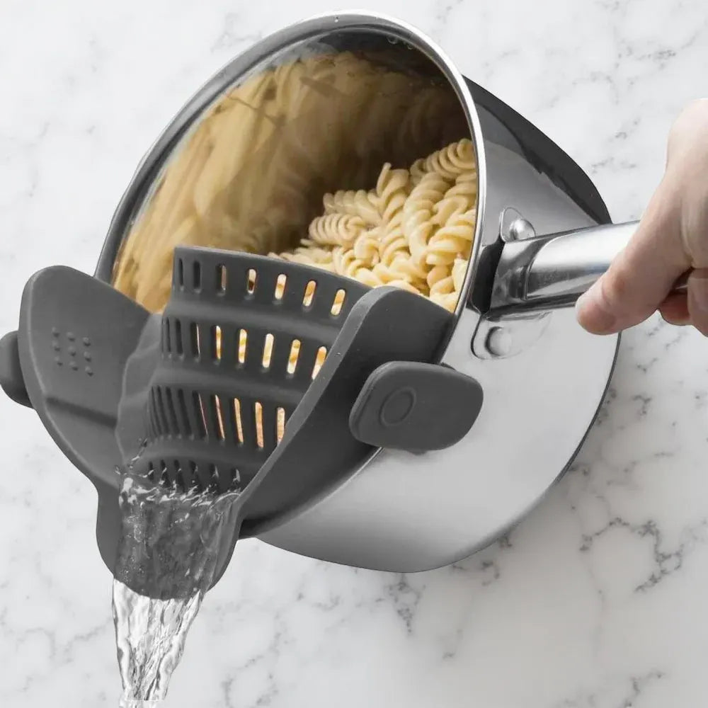Silicone Clip-On Pot Strainer for Pasta and Colander Draining