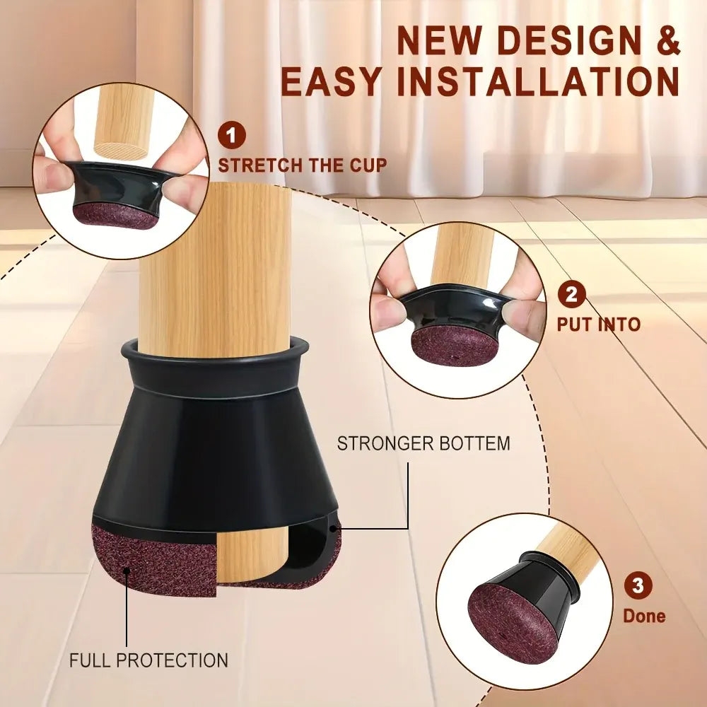 Silicone Furniture Leg Caps - Scratch-Resistant Chair Floor Protectors
