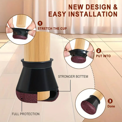 Silicone Furniture Leg Caps - Scratch-Resistant Chair Floor Protectors