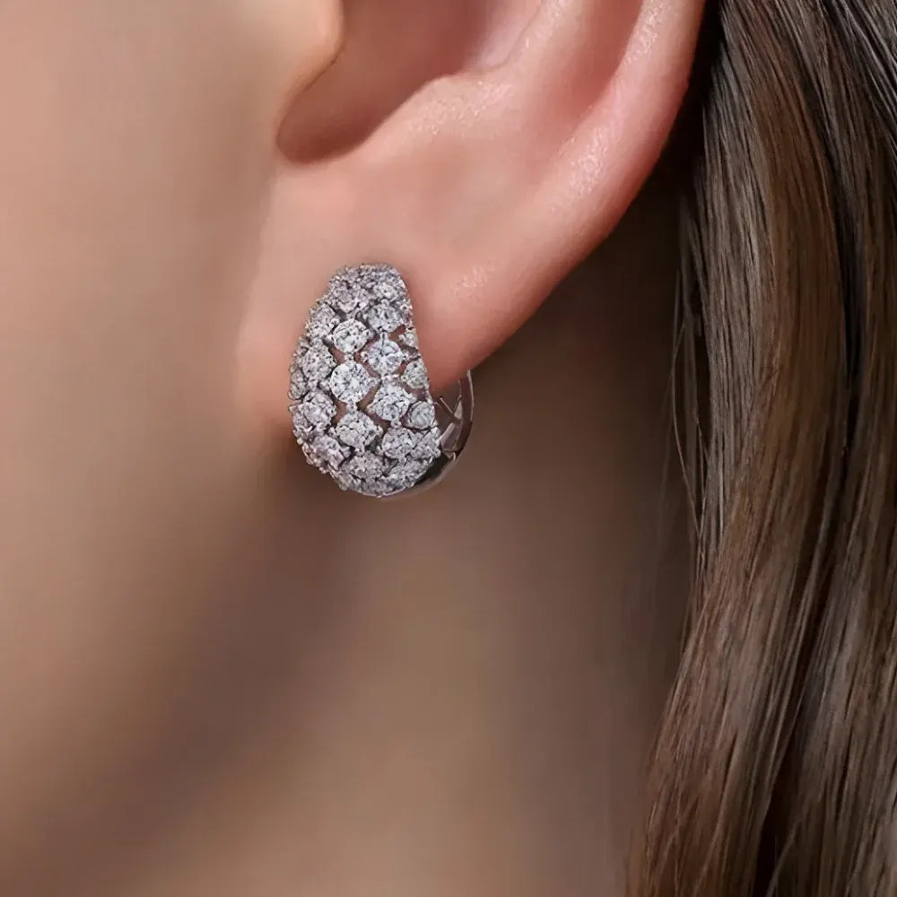 Silver Crystal Cluster Stud Earrings – Mother's Day Jewelry Gift