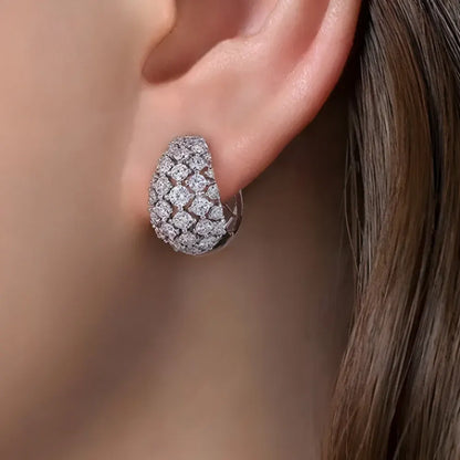 Silver Crystal Cluster Stud Earrings – Mother's Day Jewelry Gift