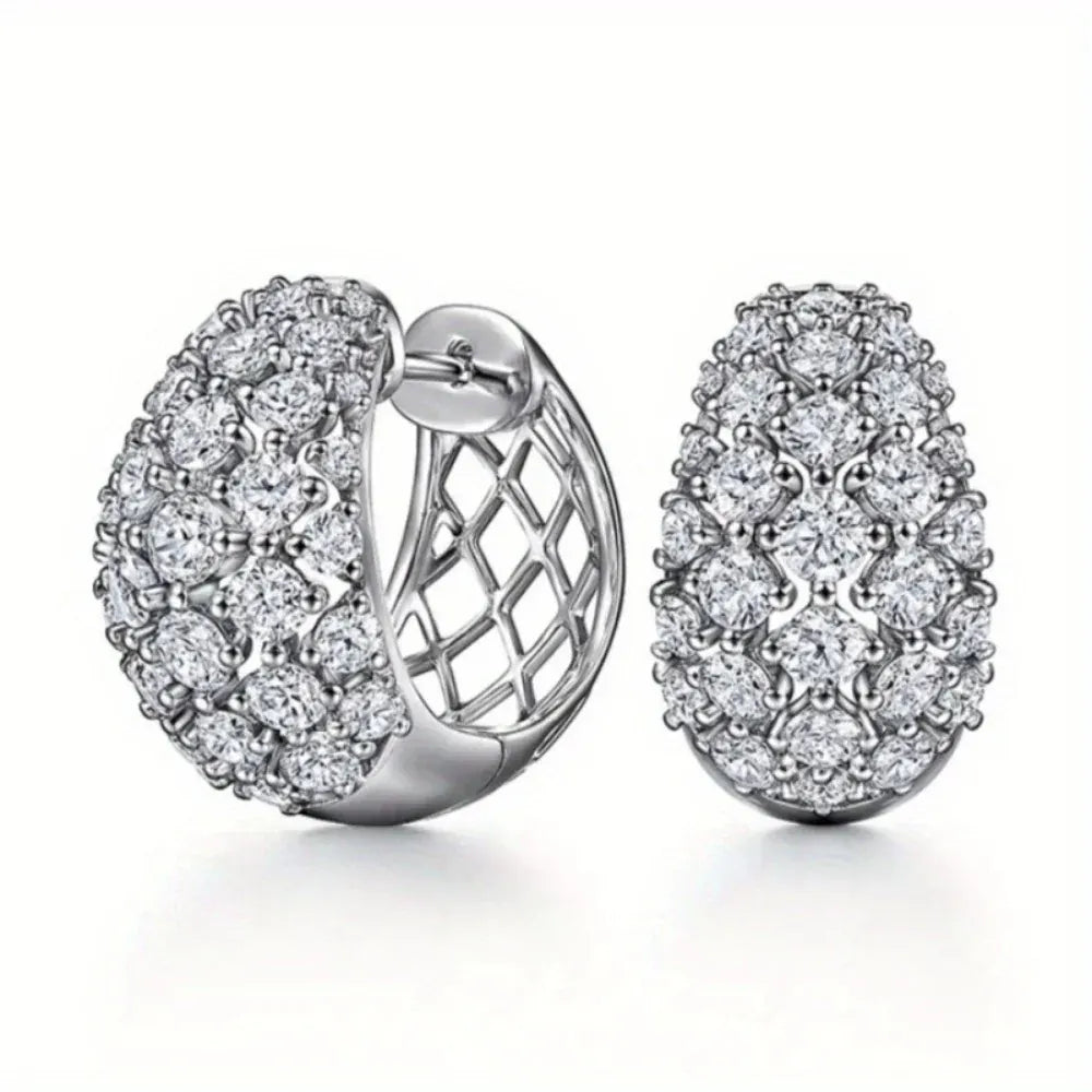 Silver Crystal Cluster Stud Earrings – Mother's Day Jewelry Gift