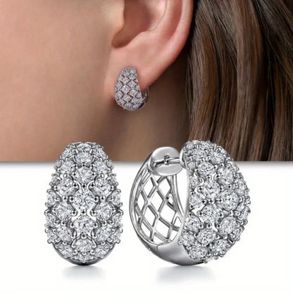 Silver Crystal Cluster Stud Earrings – Mother's Day Jewelry Gift