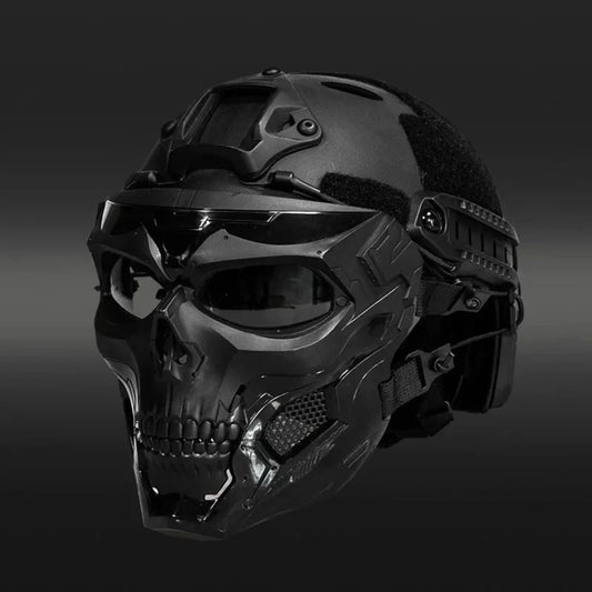 Skull Face Tactical Helmet Mask for Outdoor Halloween Costume Gear