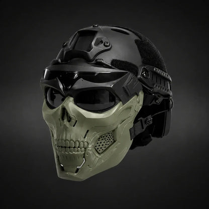 Skull Face Tactical Helmet Mask for Outdoor Halloween Costume Gear
