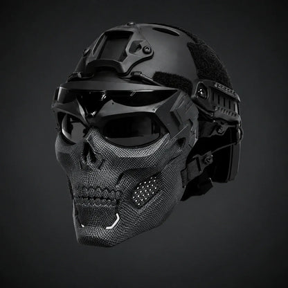 Skull Face Tactical Helmet Mask for Outdoor Halloween Costume Gear