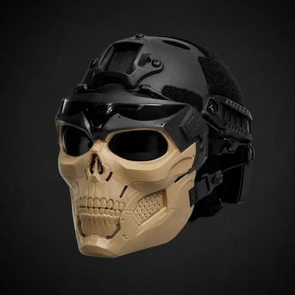 Skull Face Tactical Helmet Mask for Outdoor Halloween Costume Gear