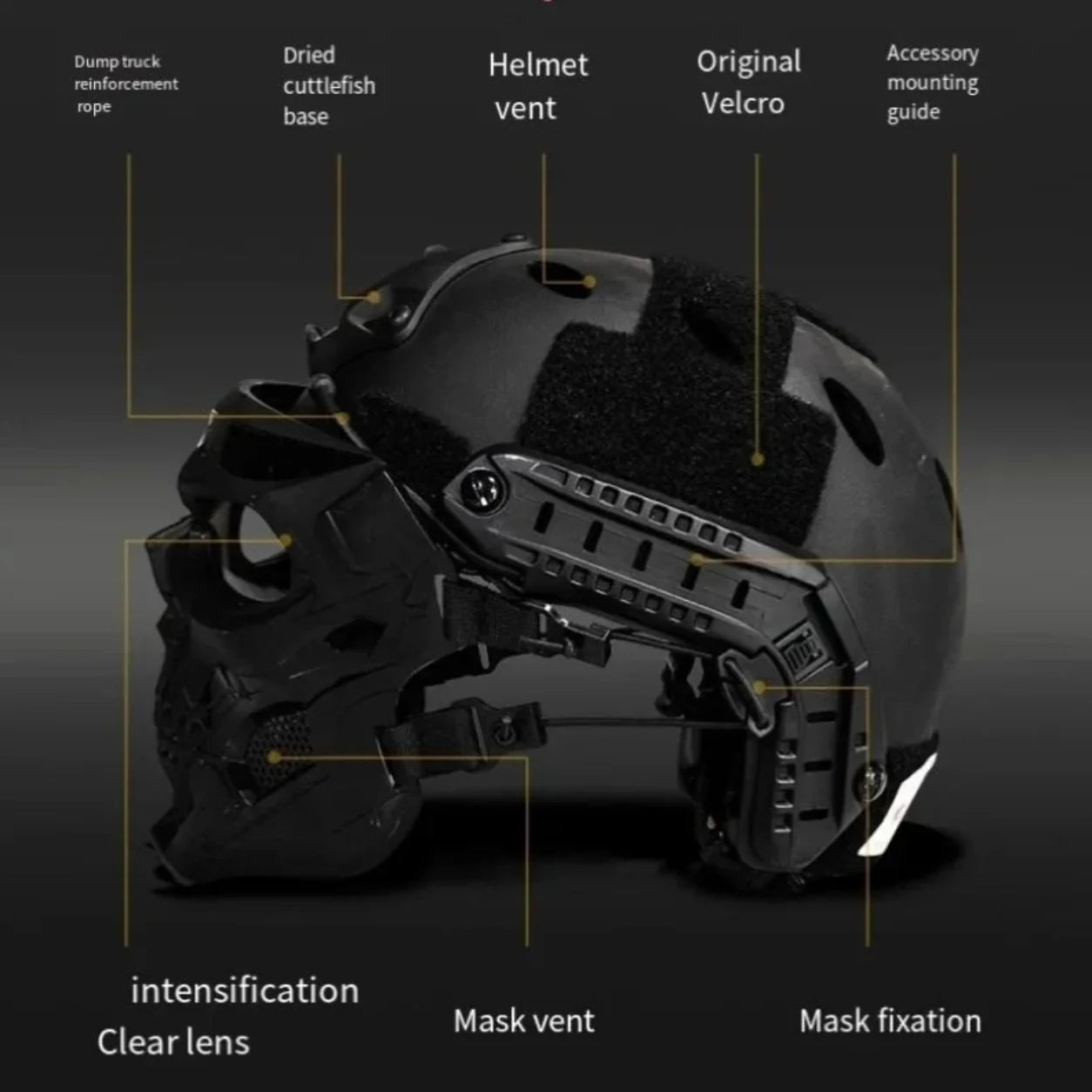 Skull Face Tactical Helmet Mask for Outdoor Halloween Costume Gear