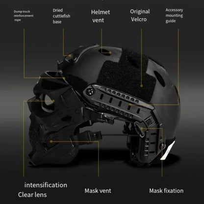 Skull Face Tactical Helmet Mask for Outdoor Halloween Costume Gear