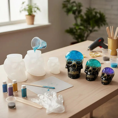 Skull-Shaped Silicone Mold for Halloween Crafts & Decor
