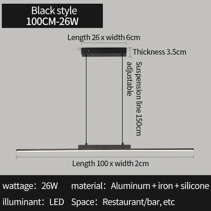 Sleek Linear LED Pendant Light – Minimalist Chandelier for Kitchen & Living Rooms