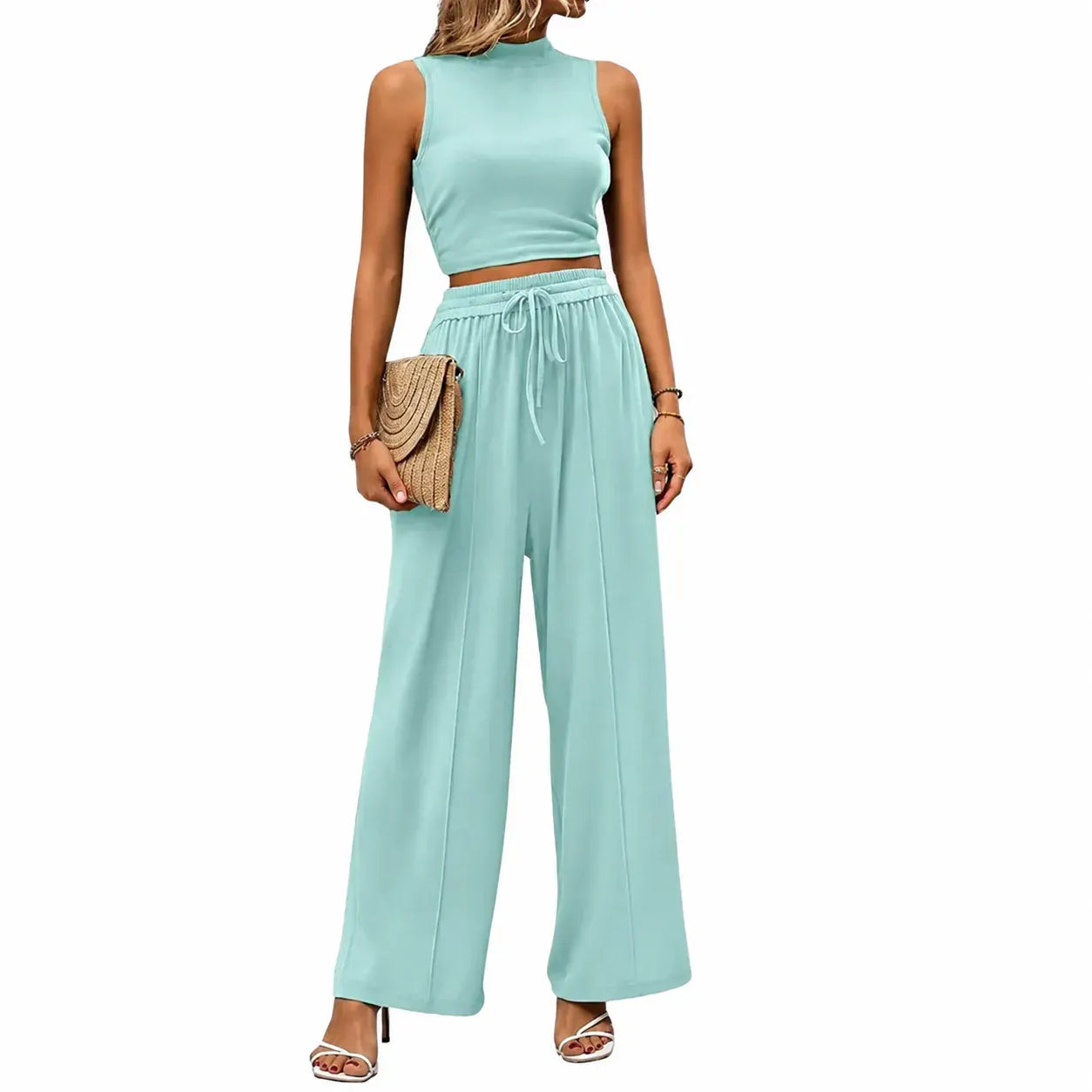 Sleeveless Wide-Leg Casual Jumpsuit for Women, Comfy Lounge Romper